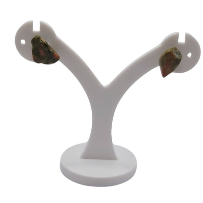 Boucles d'Oreilles Chips Mixte en Unakite Naturelle