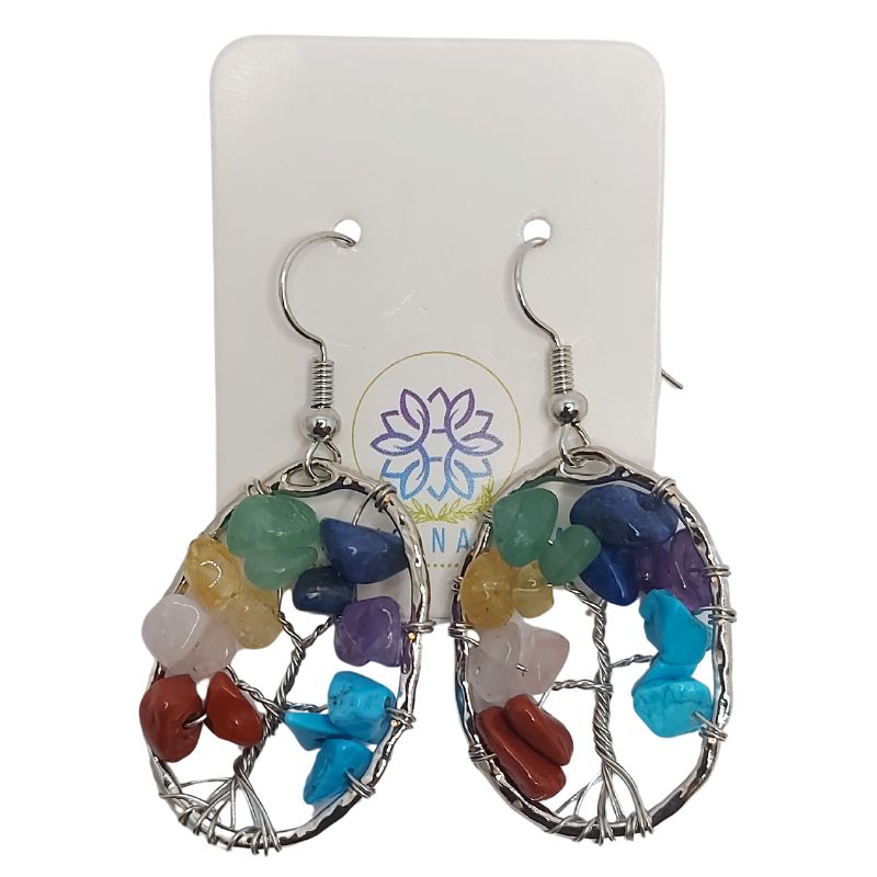 Boucles d'Oreilles Arbre de Vie au 7 Chakras