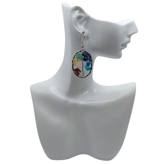 Boucles d'Oreilles Arbre de Vie au 7 Chakras
