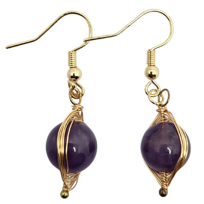 Boucles d'Oreilles Pendantes Tressées - Améthyste