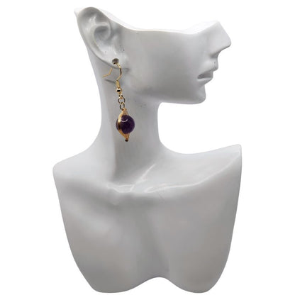 Boucles d'Oreilles Pendantes Tressées - Améthyste