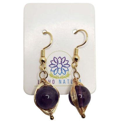 Boucles d'Oreilles Pendantes Tressées - Améthyste