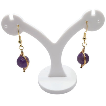 Boucles d'Oreilles Pendantes Tressées - Améthyste