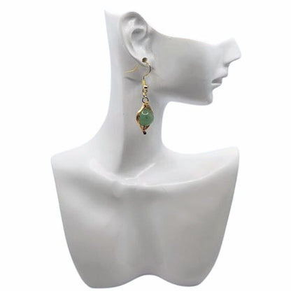 Boucles d'Oreilles Pendantes Tressées - Aventurine Verte