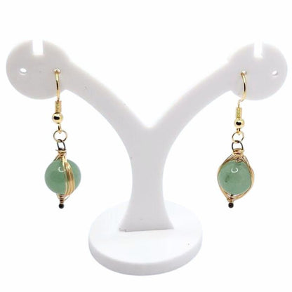 Boucles d'Oreilles Pendantes Tressées - Aventurine Verte