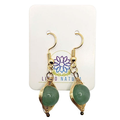 Boucles d'Oreilles Pendantes Tressées - Aventurine Verte