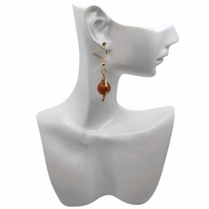 Boucles d'Oreilles Pendantes Tressées - Cornaline
