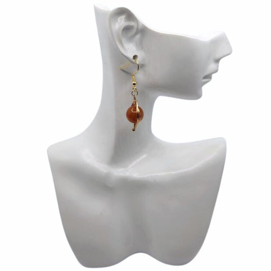 Boucles d'Oreilles Pendantes Tressées - Cornaline