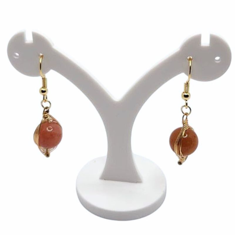 Boucles d'Oreilles Pendantes Tressées - Cornaline