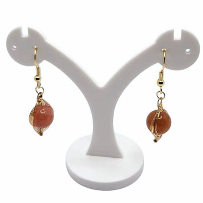 Boucles d'Oreilles Pendantes Tressées - Cornaline