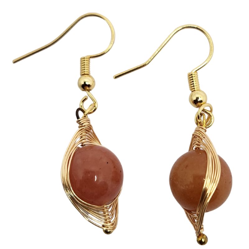 Boucles d'Oreilles Pendantes Tressées - Cornaline