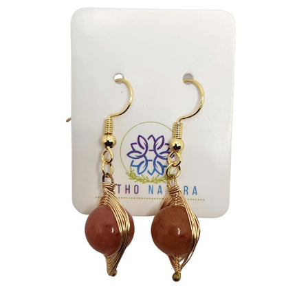 Boucles d'Oreilles Pendantes Tressées - Cornaline
