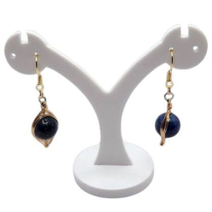 Boucles d'Oreilles Pendantes Tressées - Lapis Lazuli