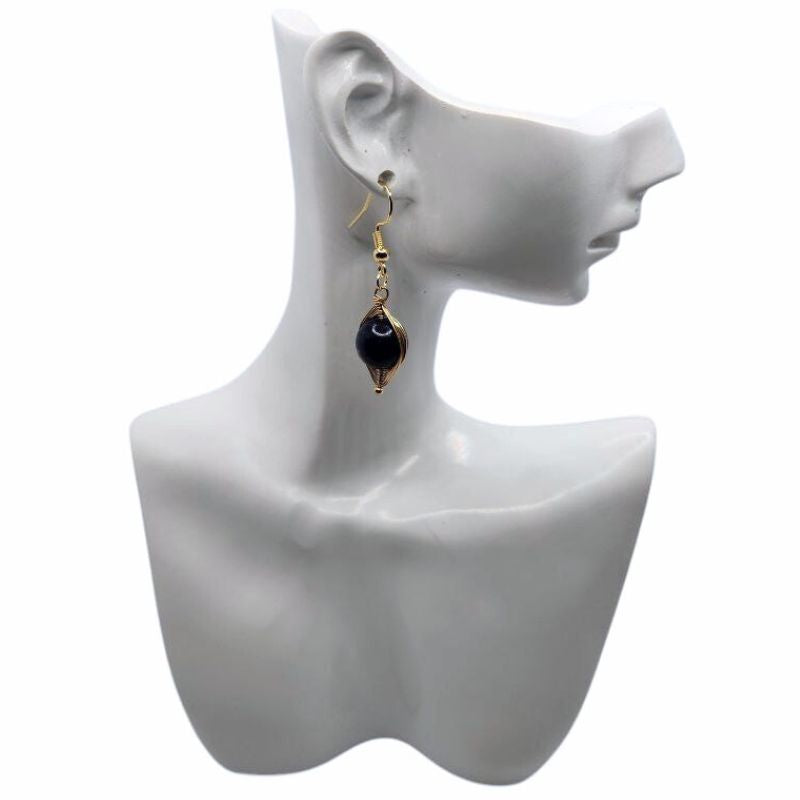 Boucles d'Oreilles Pendantes Tressées - Lapis Lazuli