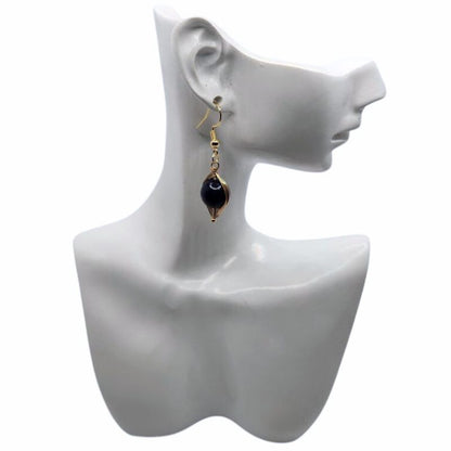 Boucles d'Oreilles Pendantes Tressées - Lapis Lazuli