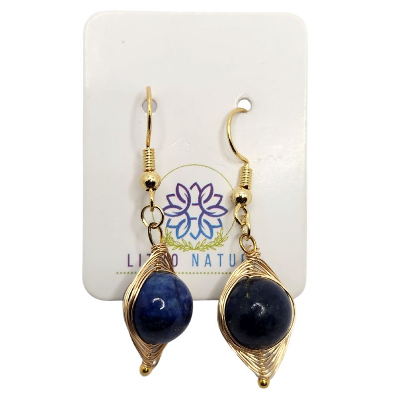 Boucles d'Oreilles Pendantes Tressées - Lapis Lazuli