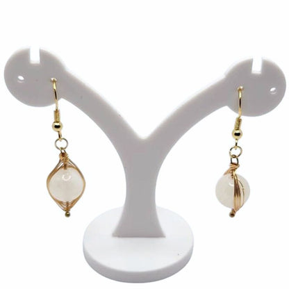 Boucles d'Oreilles Pendantes Tressées - Sélénite