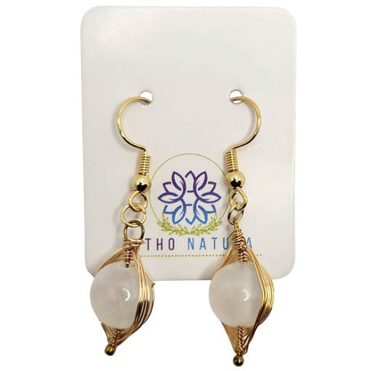 Boucles d'Oreilles Pendantes Tressées - Sélénite