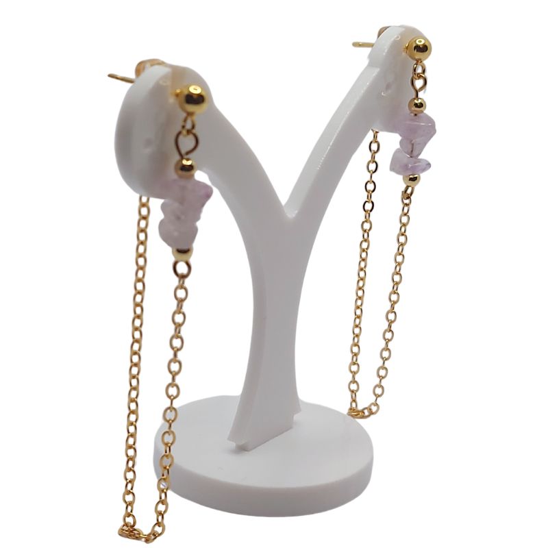 Boucles d’Oreilles Pendantes en Perles d’Améthyste Naturelle