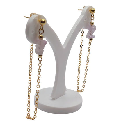 Boucles d’Oreilles Pendantes en Perles d’Améthyste Naturelle