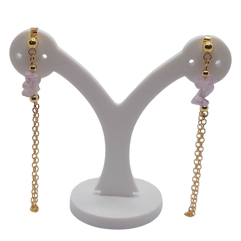 Boucles d’Oreilles Pendantes en Perles d’Améthyste Naturelle