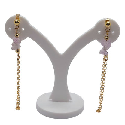 Boucles d’Oreilles Pendantes en Perles d’Améthyste Naturelle