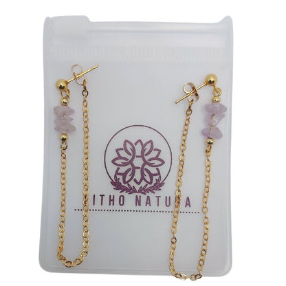 Boucles d’Oreilles Pendantes en Perles d’Améthyste Naturelle