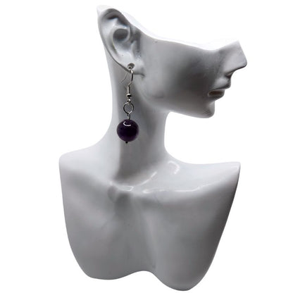 Boucles d'Oreilles Rondes en Acier Inoxydable - Améthyste