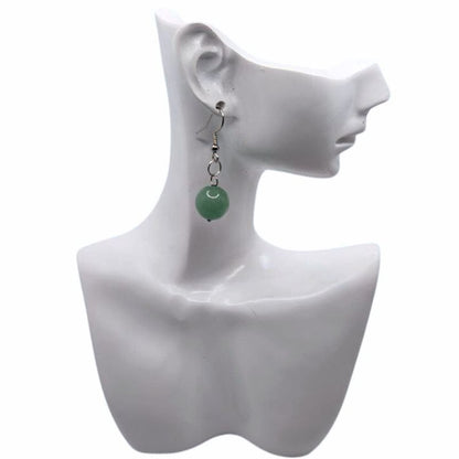 Boucles d'Oreilles Rondes en Acier Inoxydable - Aventurine Verte