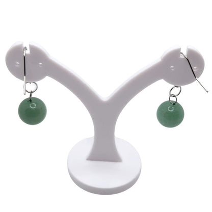 Boucles d'Oreilles Rondes en Acier Inoxydable - Aventurine Verte