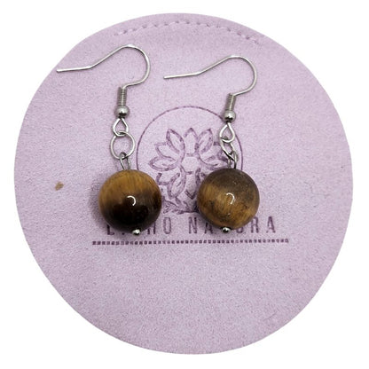 Boucles d’Oreilles Rondes en Acier Inoxydable - Œil de Tigre