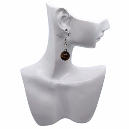 Boucles d’Oreilles Rondes en Acier Inoxydable - Œil de Tigre