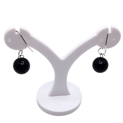 Boucles d'Oreilles Rondes en Acier Inoxydable - Onyx Noir