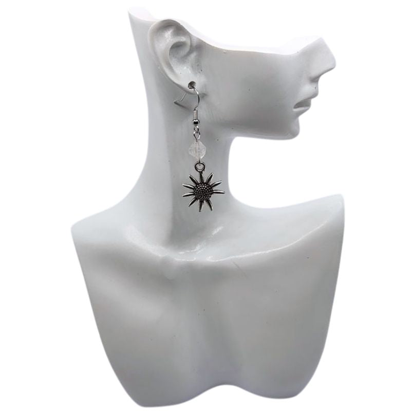 Boucles d'Oreilles Style Tibétain - Cristal de Roche