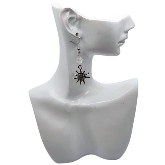 Boucles d'Oreilles Style Tibétain - Cristal de Roche