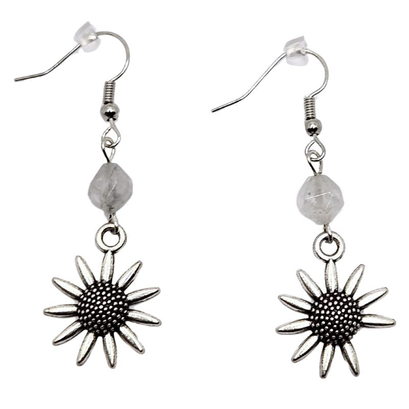 Boucles d'Oreilles Style Tibétain - Cristal de Roche