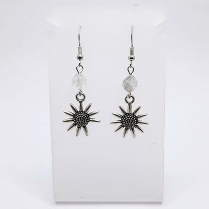 Boucles d'Oreilles Style Tibétain - Cristal de Roche