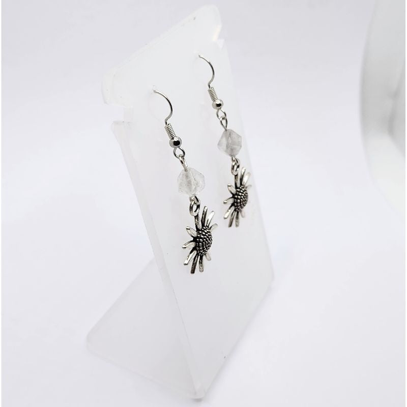 Boucles d'Oreilles Style Tibétain - Cristal de Roche