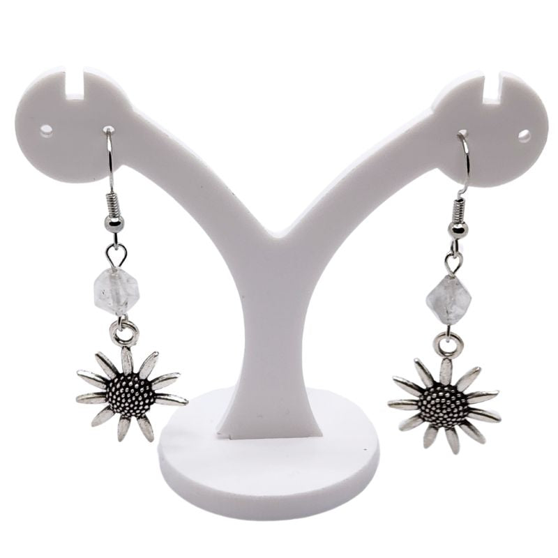 Boucles d'Oreilles Style Tibétain - Cristal de Roche