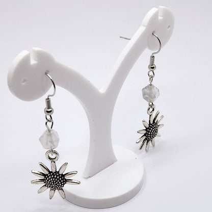 Boucles d'Oreilles Style Tibétain - Cristal de Roche