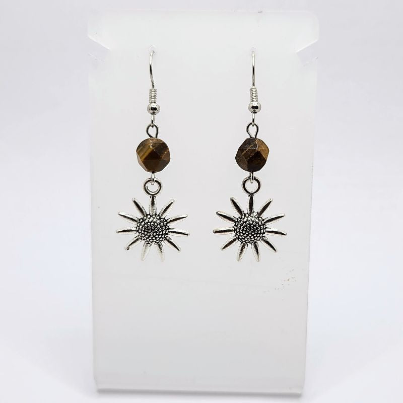 Boucles d'Oreilles Style Tibétain - Oeil de Tigre