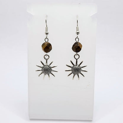 Boucles d'Oreilles Style Tibétain - Oeil de Tigre