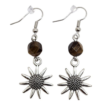 Boucles d'Oreilles Style Tibétain - Oeil de Tigre