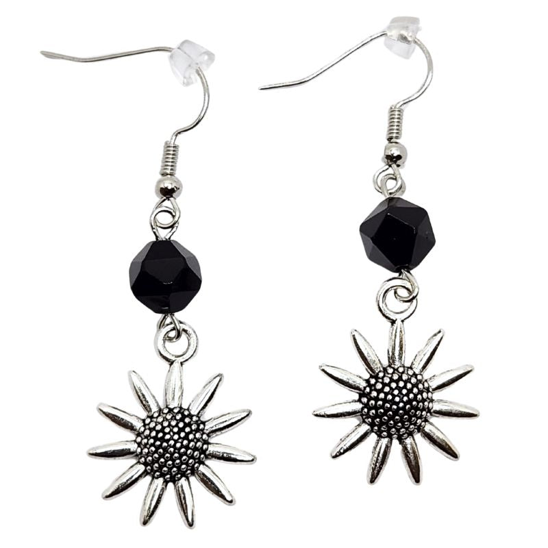Boucles d'Oreilles Style Tibétain - Onyx Noir