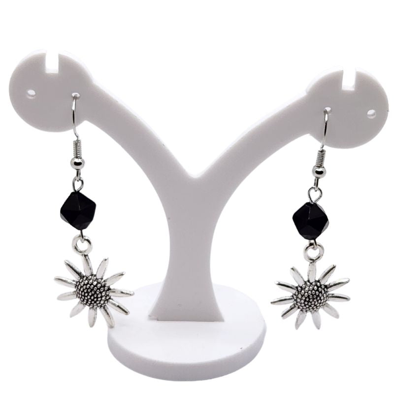 Boucles d'Oreilles Style Tibétain - Onyx Noir