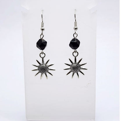 Boucles d'Oreilles Style Tibétain - Onyx Noir