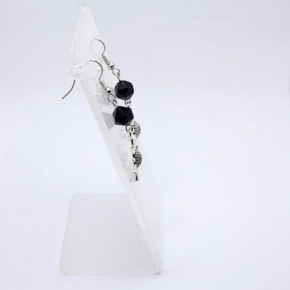 Boucles d'Oreilles Style Tibétain - Onyx Noir