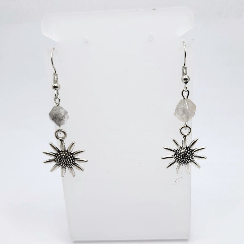 Boucles d'Oreilles Style Tibétain - Pierre de Lune