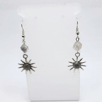 Boucles d'Oreilles Style Tibétain - Pierre de Lune