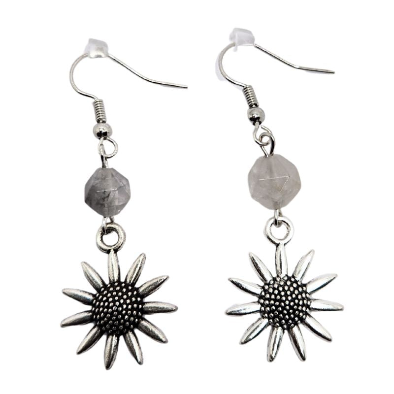 Boucles d'Oreilles Style Tibétain - Pierre de Lune